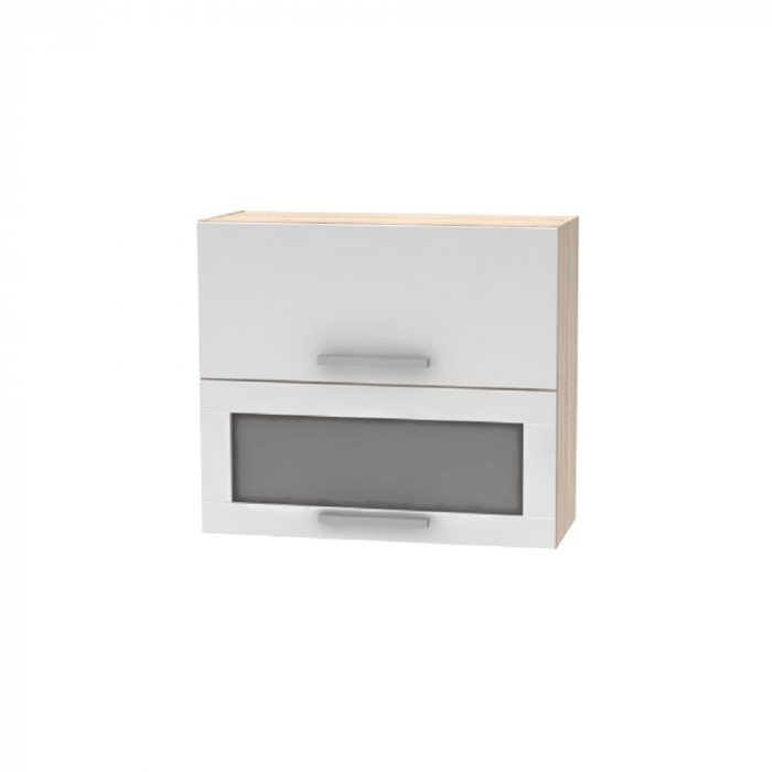 Cabinet superior batant cu sticlă 2DV, stejar sonoma/alb, NOVA PLUS NOPL-016-OH [1]