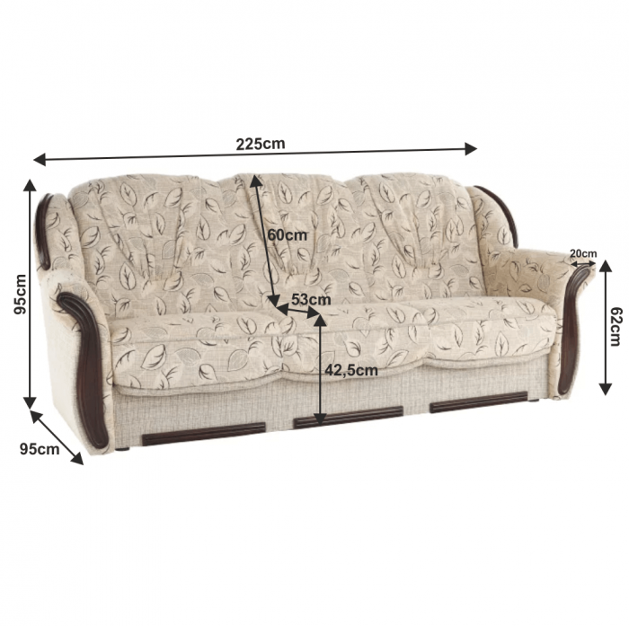 Canapea, extensibilă cu spaţiu pentru depozitare, textil bej, METY [25]
