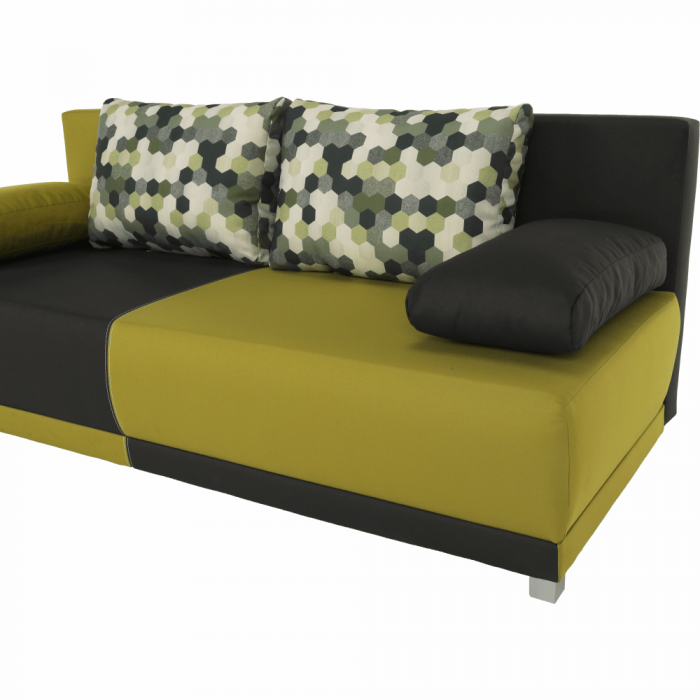 Canapea extensibilă,  gri/verde/perne cu model, SPIKER [2]