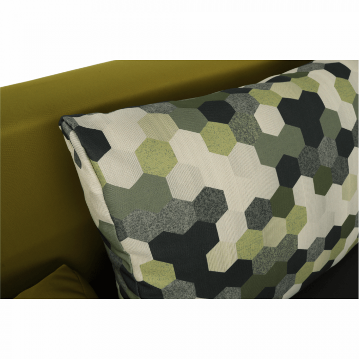 Canapea extensibilă,  gri/verde/perne cu model, SPIKER [13]