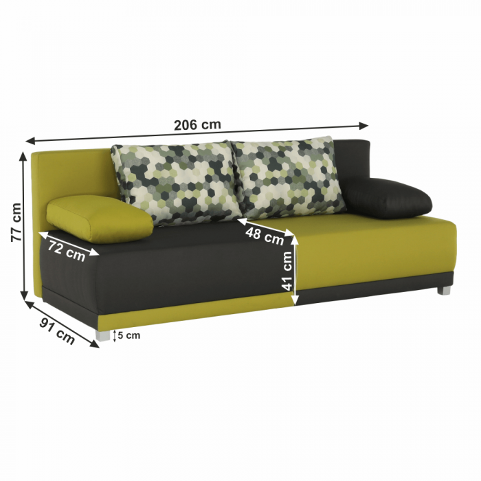 Canapea extensibilă,  gri/verde/perne cu model, SPIKER [8]