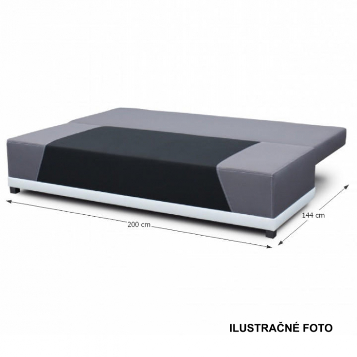 Canapea extensibilă, material textil negru/gri/perne gri cu model, ROKAR [4]