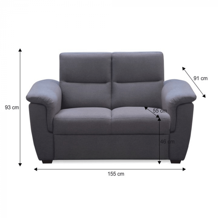 Canapea cu 2-locuri, material gri, la comandă, BORN [3]