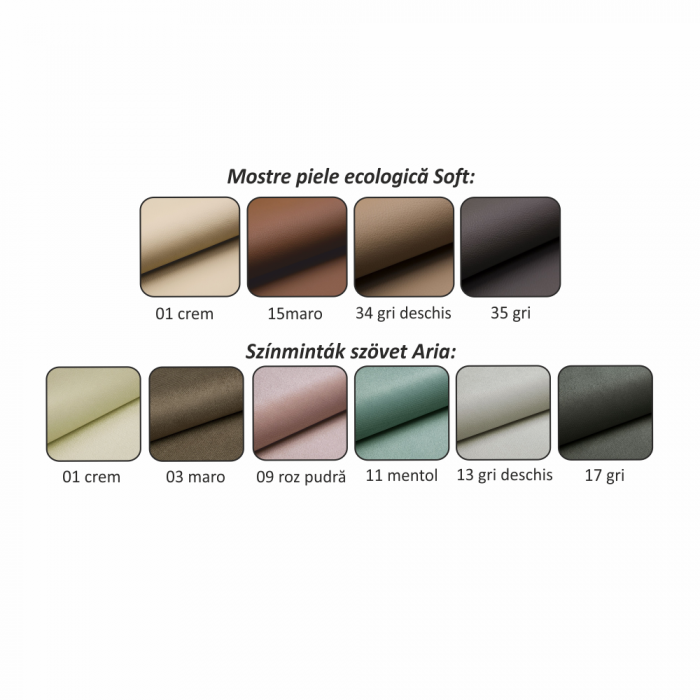colţar în formă de U, piele ecologică albă/material textil maro, model dreapta, KAMELIA [2]