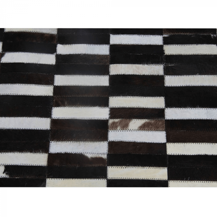 Covor de lux din piele, maro/negru/alb, patchwork, 120x180, PIELE DE VITĂ TIP 6 [1]