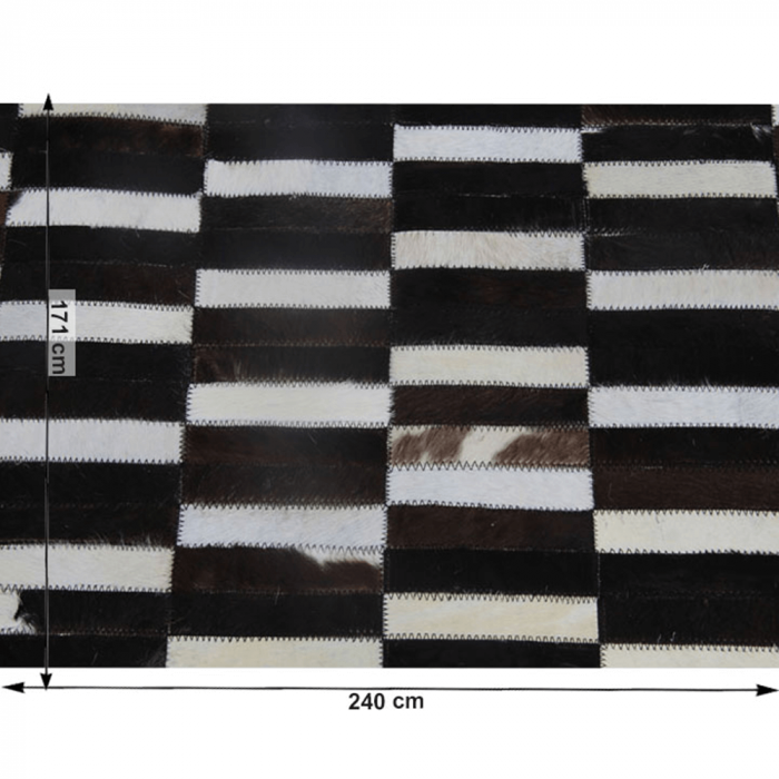 Covor de lux din piele, maro/negru/alb, patchwork, 171x240, PIELE DE VITĂ TIP 6 [2]