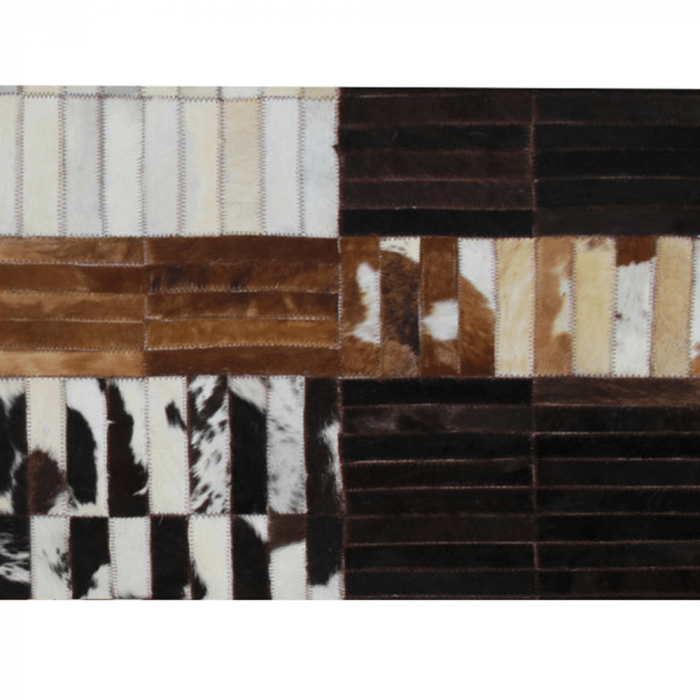 Covor de lux din piele, negru/maro/alb, patchwork, 201x300, PIELE DE VITĂ TIP 4 [1]
