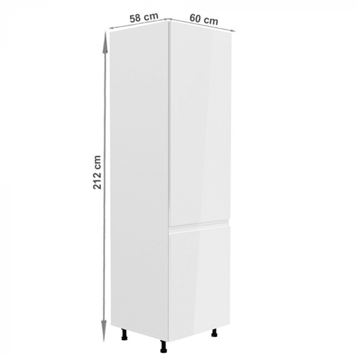 Dulap pentru frigider, alb/alb luciu extra ridicat, de dreapta, AURORA D60ZL [4]