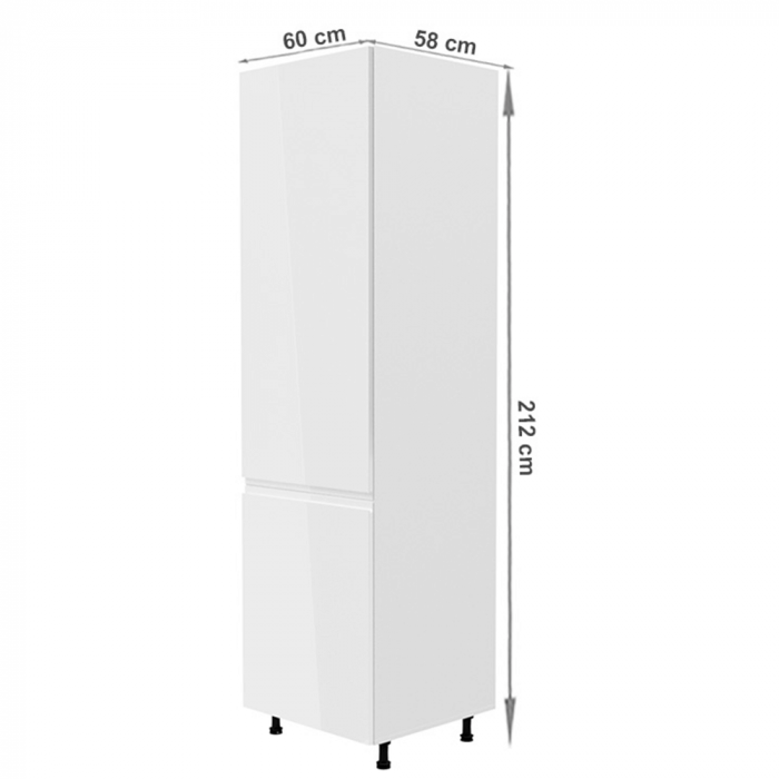 Dulap pentru frigider, alb/alb luciu extra ridicat, de stânga, AURORA D60ZL [4]