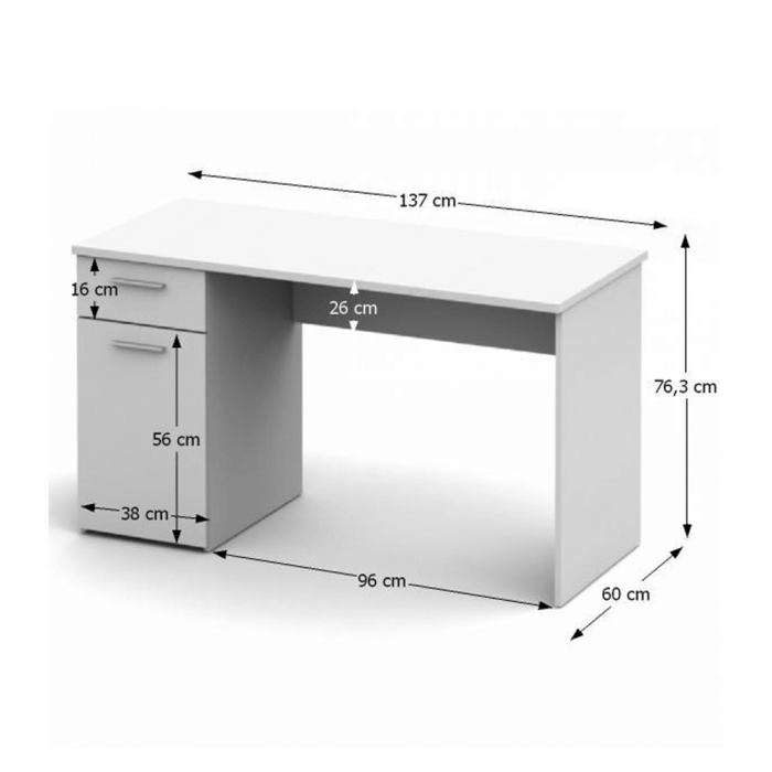 Masă de birou, albă, EGON [2]