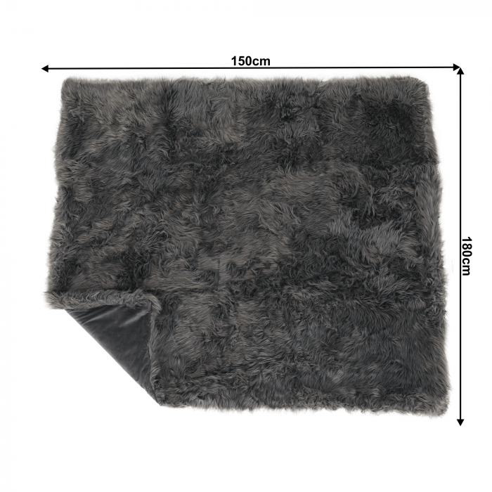 Pătură de blană, gri, 150x180, EBONA TIPUL 5 [2]