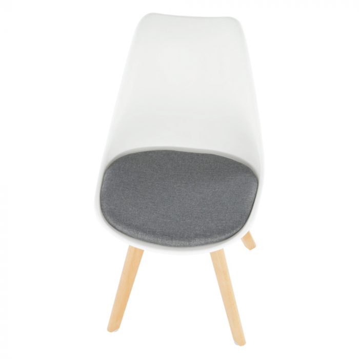 scaun modern cu sezut moale culoare alb gri [11]