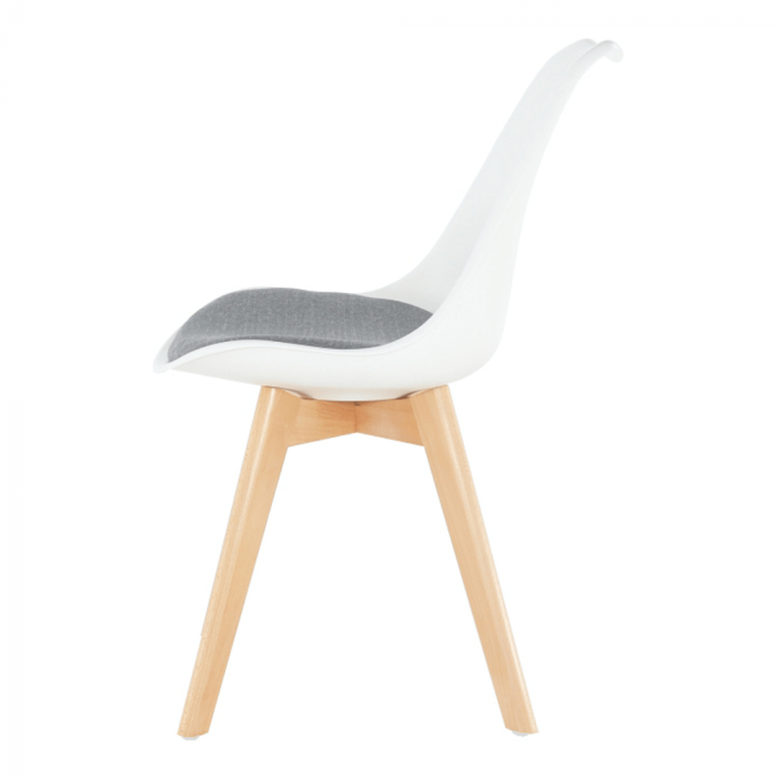 scaun modern cu sezut moale culoare alb gri [10]