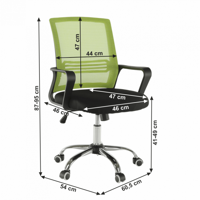 scaun de birou mesh verde ,reglabil, roti de cauciuc [6]