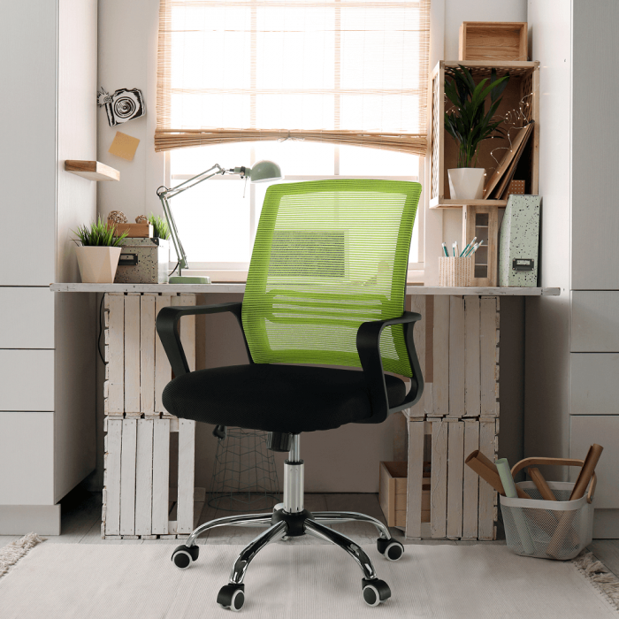 scaun de birou mesh verde ,reglabil, roti de cauciuc [2]