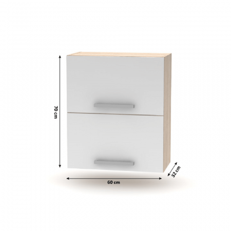 Cabinet superior batant 2DV, stejar sonoma/alb, NOVA PLUS NOPL-008-VH [3]