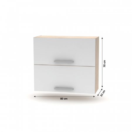 Cabinet superior batant 2DV, stejar sonoma/alb, NOVA PLUS NOPL-015-OH [3]