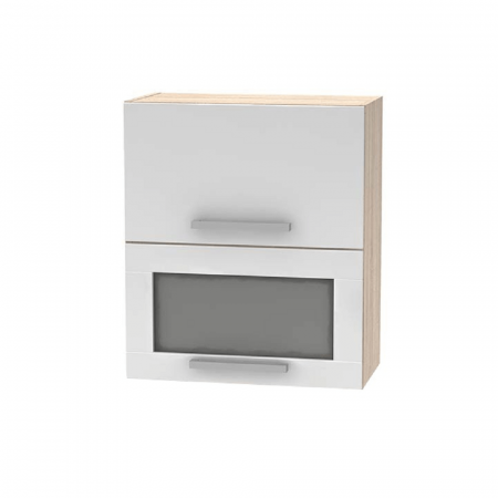 Cabinet superior batant cu sticlă 2DV, stejar sonoma/alb, NOVA PLUS NOPL-009-OH [0]