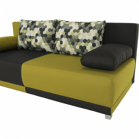 Canapea extensibilă,  gri/verde/perne cu model, SPIKER [1]