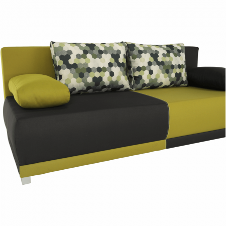 Canapea extensibilă,  gri/verde/perne cu model, SPIKER [3]