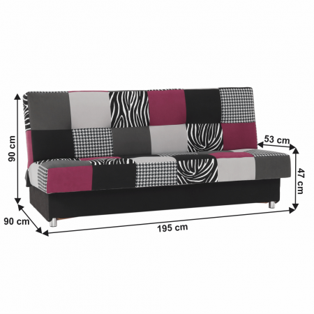 Canapea, textil roz/gri/neagră, ALABAMA [17]