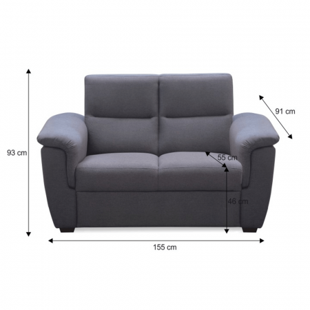 Canapea cu 2-locuri, material gri, la comandă, BORN [2]