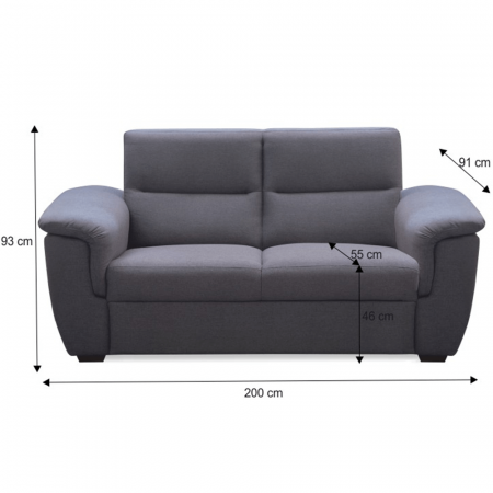 Canapea cu 3-locuri, material gri, la comandă, BORN [2]