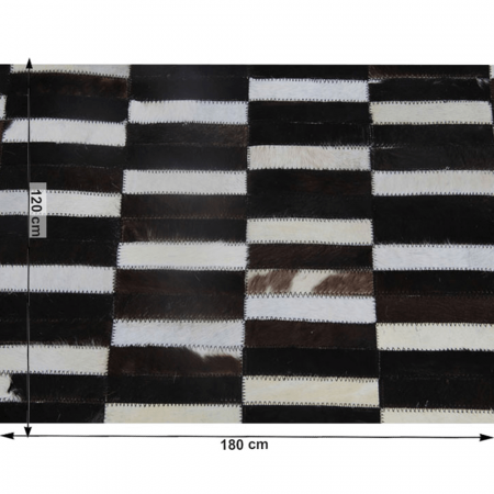 Covor de lux din piele, maro/negru/alb, patchwork, 120x180, PIELE DE VITĂ TIP 6 [3]