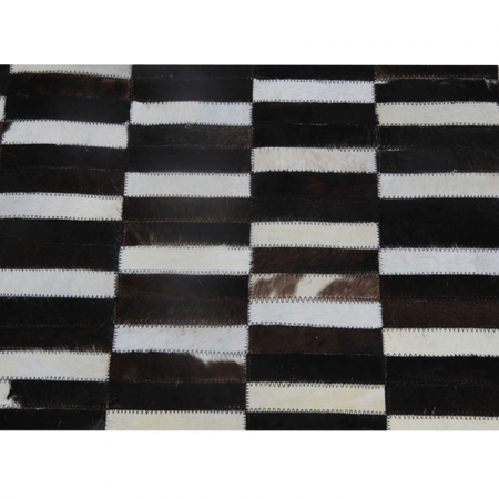 Covor de lux din piele, maro/negru/alb, patchwork, 171x240, PIELE DE VITĂ TIP 6 [0]
