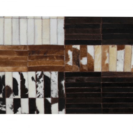 Covor de lux din piele, negru/maro/alb, patchwork, 201x300, PIELE DE VITĂ TIP 4 [0]