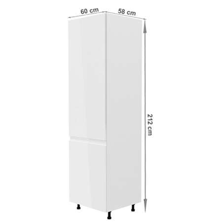Dulap pentru frigider, alb/alb luciu extra ridicat, de stânga, AURORA D60ZL [3]