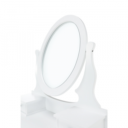 Masa de toaleta cu oglinda ovala si trei sertare cu taburete inclus. [9]