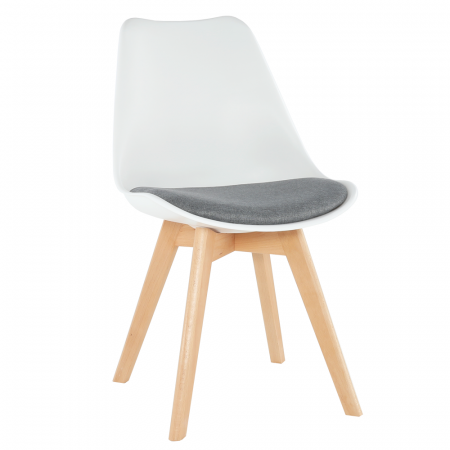 scaun modern cu sezut moale culoare alb gri [0]