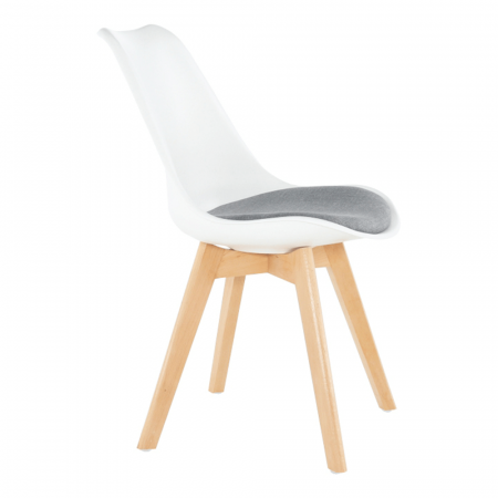 scaun modern cu sezut moale culoare alb gri [5]