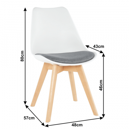 scaun modern cu sezut moale culoare alb gri [12]