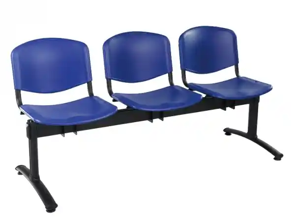 banca de asteptare cu sezut plastic 3 locuri pentru sali de asteptare, sali de conferinta, cadru negru [1]