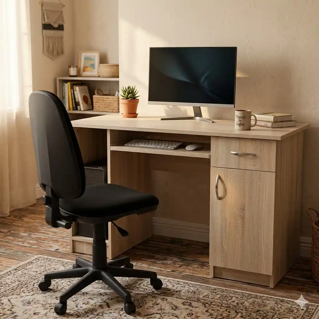 Birou calculator sonoma cu ușă, sertar și suport tastatură 120 cm [2]