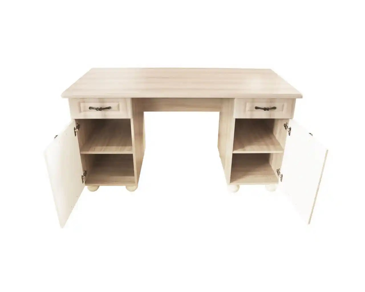 birou elegant cu blat si fronturi mdf, spatii depozitare si sertare ,culoare sonoma [3]