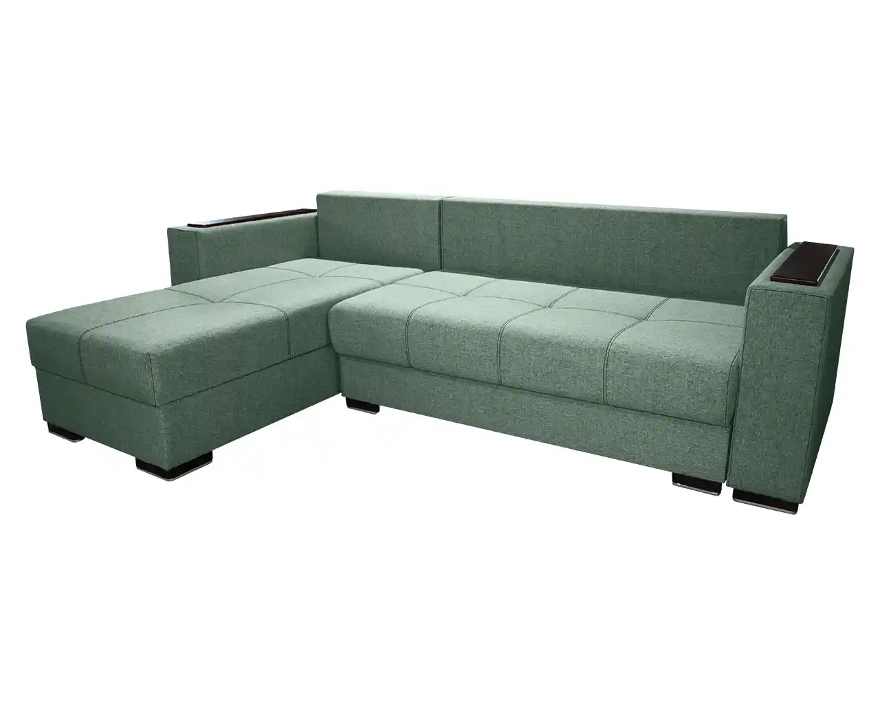 Coltar living extensibil cu lada depozitare si suprafata de dormit culoare verde [2]