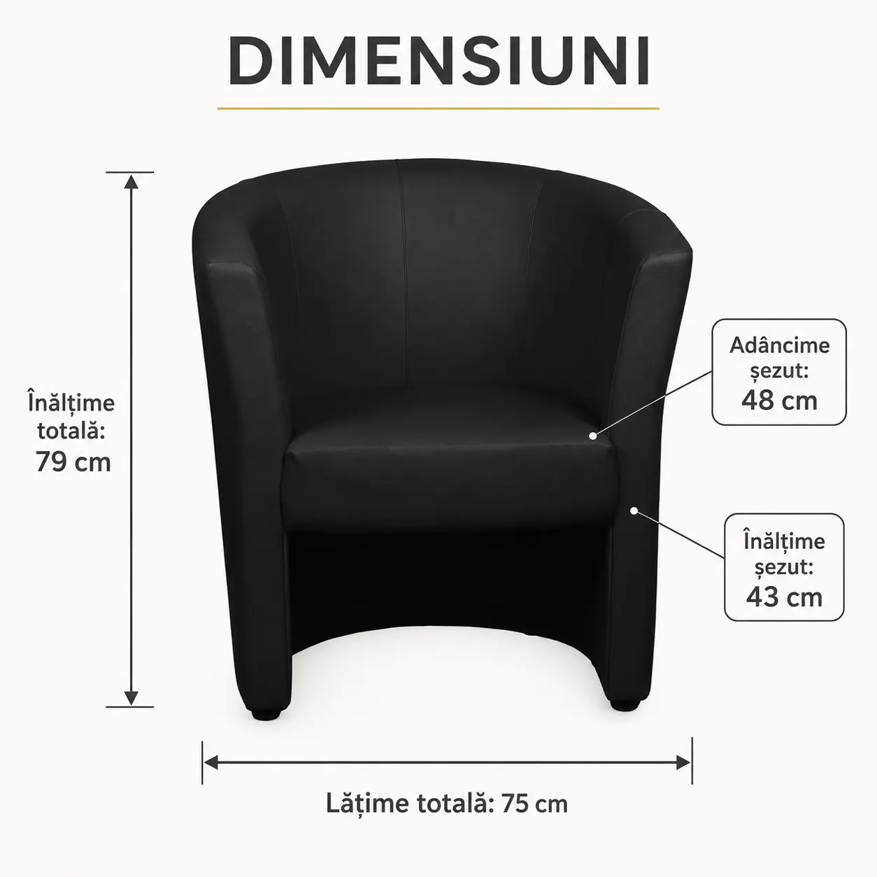 Demifotoliu Vizitator Negru din Piele Ecologică pentru Recepție și Birou [2]