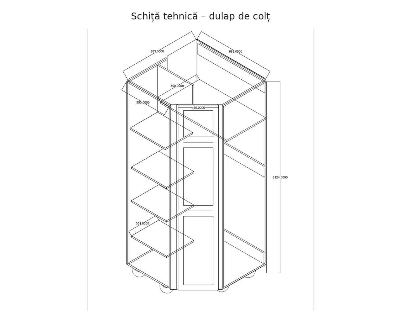 Dulap de colț alb pentru dormitor cu front MDF [5]