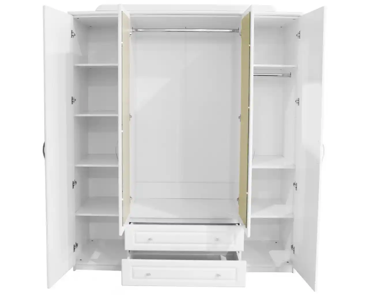 Dulap Dormitor Alb cu 4 Uși și 2 Sertare din MDF – Produs Outlet [2]