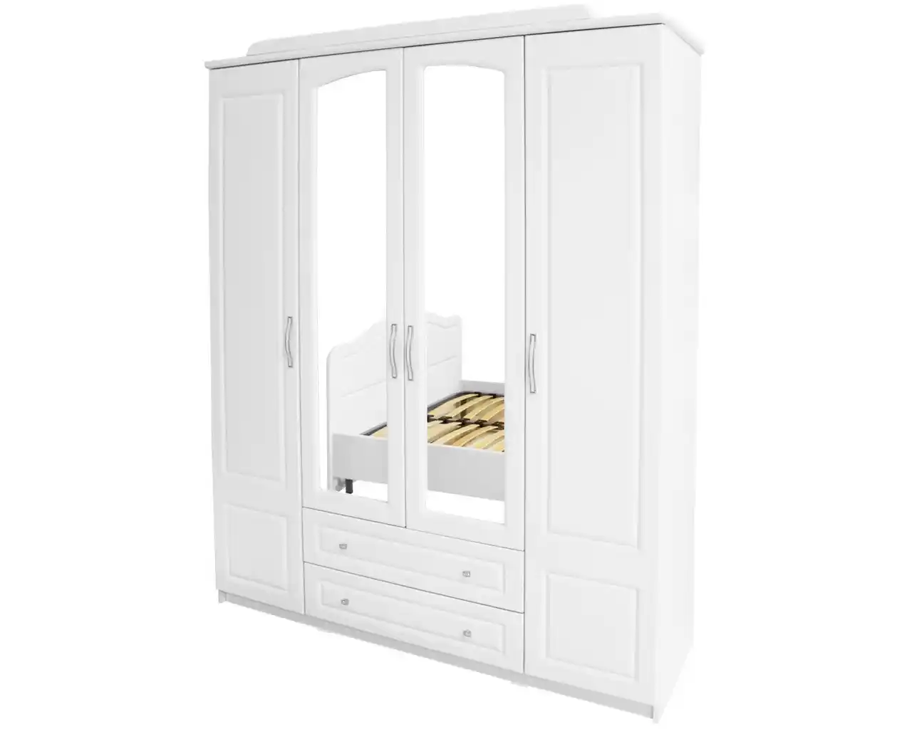 Dulap Sara 4 uși 2 sertare alb MDF – Mobila Ghencea [1]