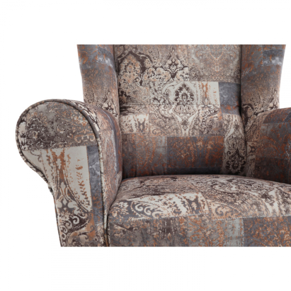 Fotoliu cu taburet, material textil vintage 1026 maro, ASTRID [6]
