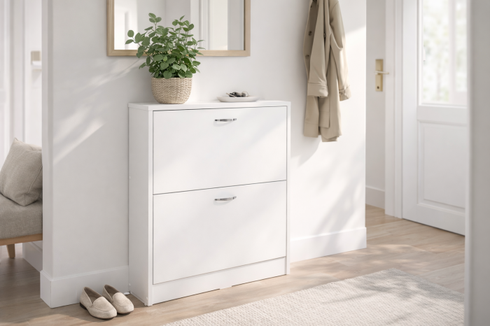 Pantofar alb compact cu 2 uși – ideal pentru holuri mici [4]