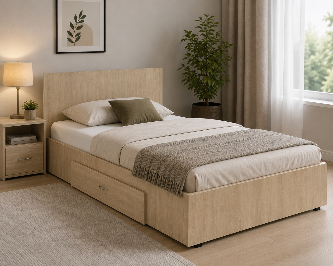 Pat 120x200 cu sertar Stejar Sonoma [2]