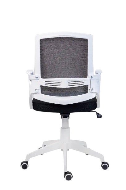 scaun de birou ergonomic operational si pentru copii cadru alb si mesh negru cu gri [5]