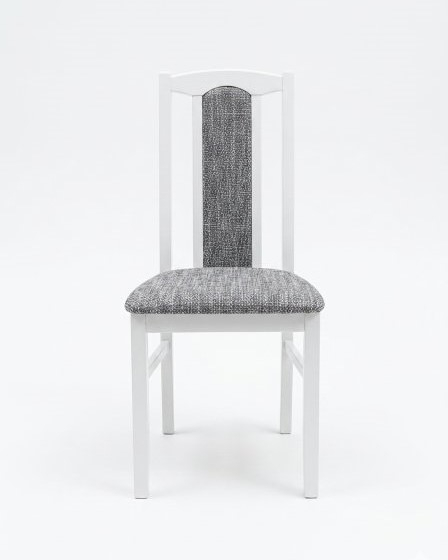Scaun de bucătărie Vlad din lemn alb cu stofă gri [2]