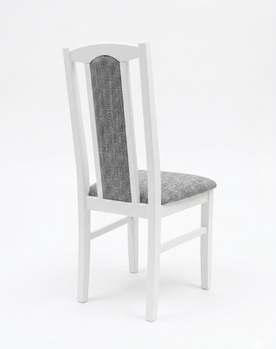 Scaun de bucătărie Vlad din lemn alb cu stofă gri [3]