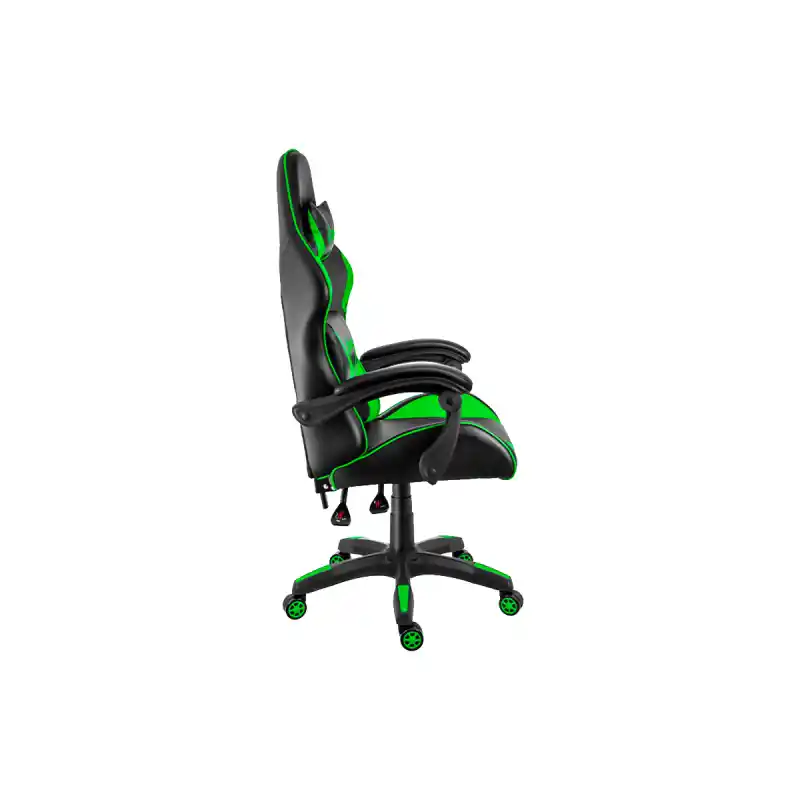 Scaun gaming rotativ Semba XZone, finisaj negru și verde, cu design ergonomic și brate capitonate. [2]